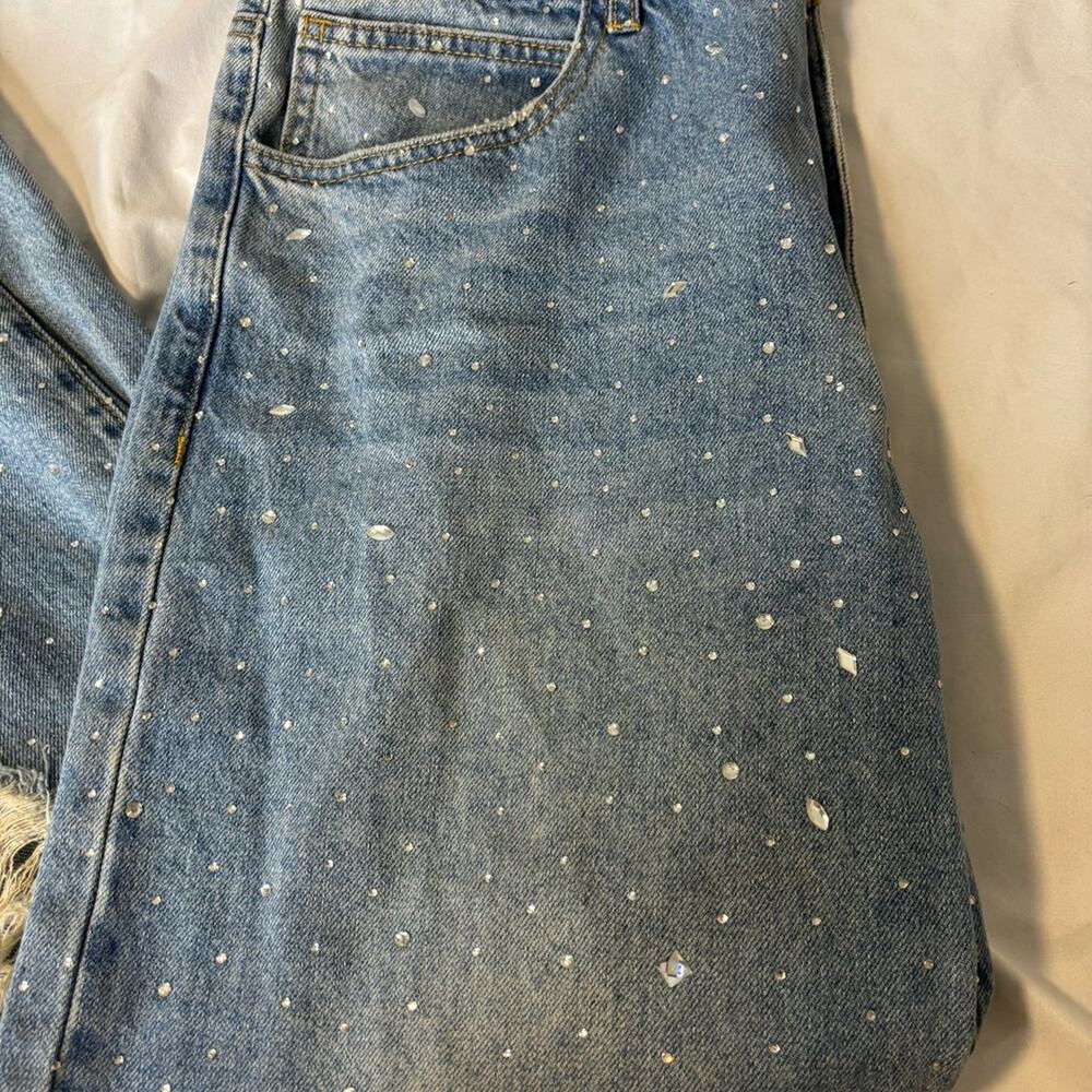 F21 Rhinestone High Rise Flare Jeans - Picture 6 of 6